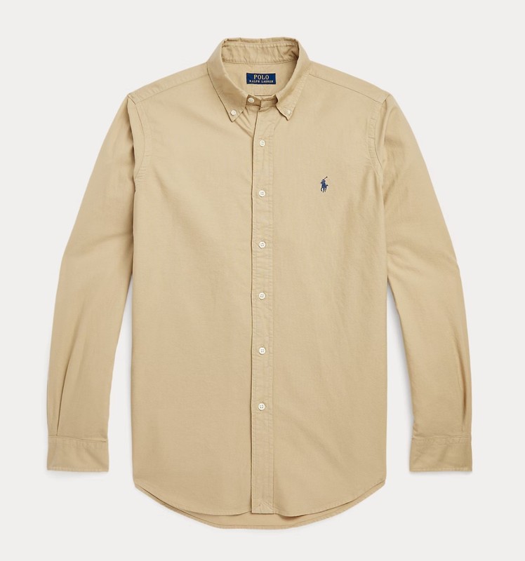NWT Polo Ralph Lauren Big & Tall TAN KHAKI Long Sleeve Garment Dyed Oxford Shirt