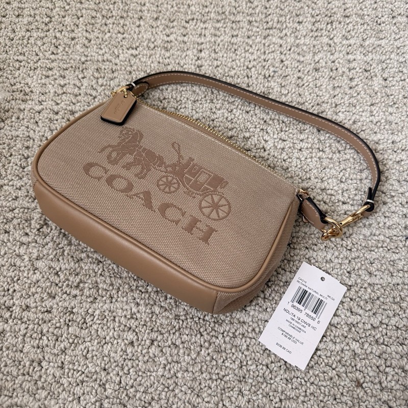 NWT 🍃 COACH Nolita 19 Bag With Horse & Carriage Dark Natural Beige Canvas CAQ18 gallery