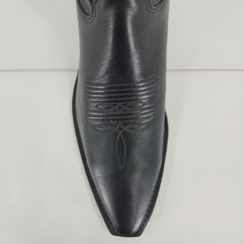 Vintage Tony Lama 1799L Black OL Buck Cowboy Boots Men 7.5B LN Toe USA NOS w/Box gallery
