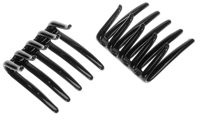 Lot of 4 Pcs Black French Crab Interlocking Barrettes Pin Hair Clip Side Comb gallery