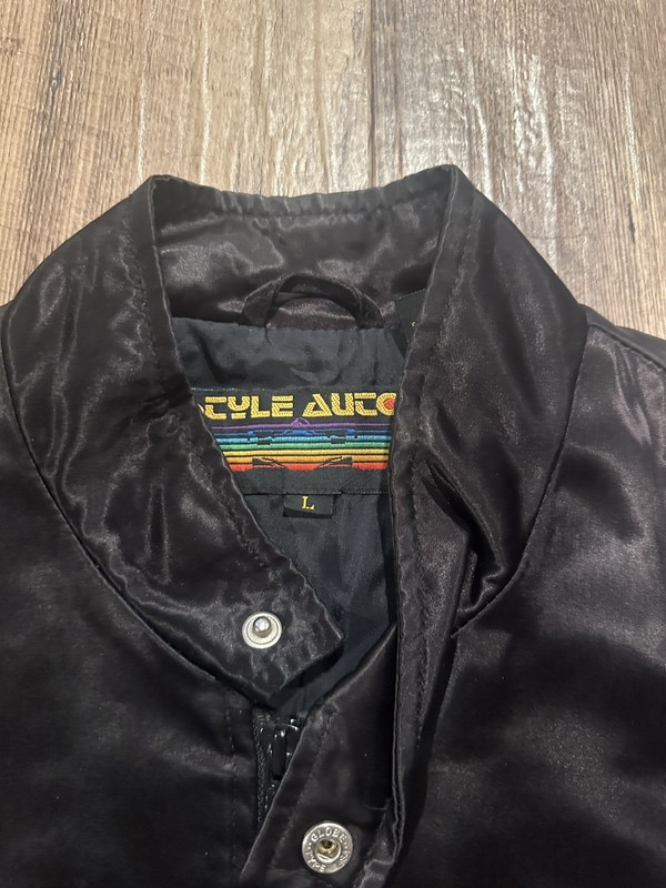 Vintage Ferrari black Satin Jacket Size Large World Champion Logo Racing 1980 gallery