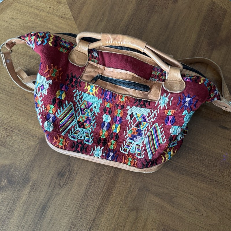 Guatemalan Multicolor Hand Embroidered Geometric Satchel