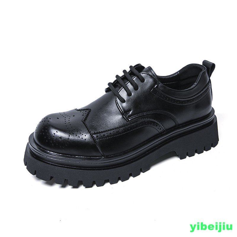 Mens Wing Tip Brogue Leather Party Shoes Platform Thick Sole Business Carved New