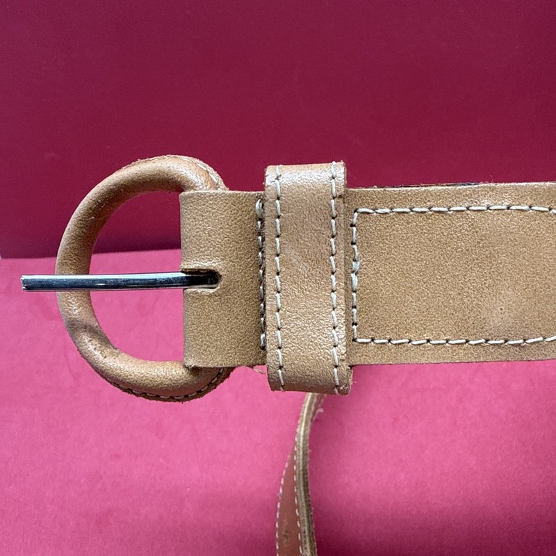 Vintage Genuine Leather Concho Belt Western Bohemian Rainbow Tan/ Size Medium gallery