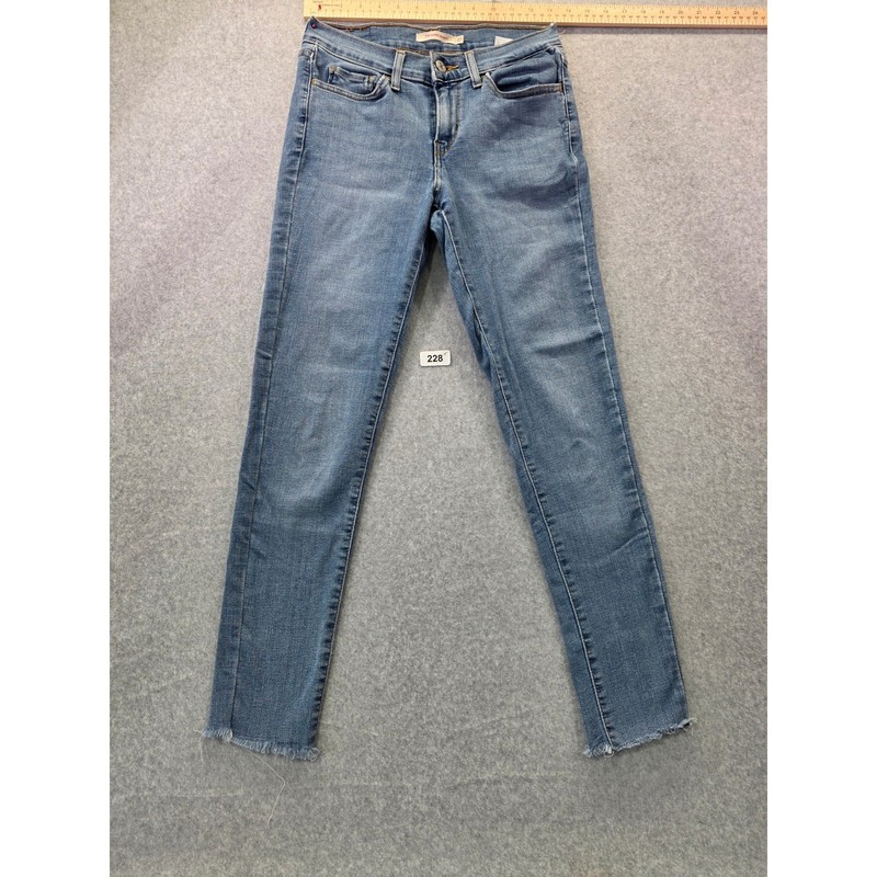 Levis 710 Super Skinny Jeans Womens 27 Medium Wash Raw Hem Denim Blue Pants