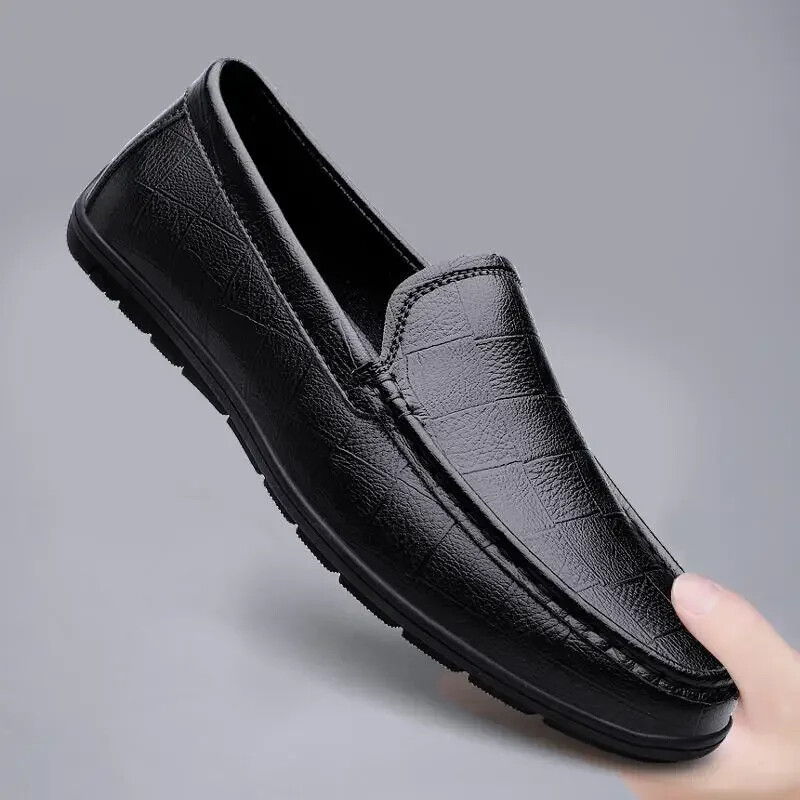 Men’s Soft Leather Breathable Casual Shoes Genuine Leather Comforable Flat Shoes