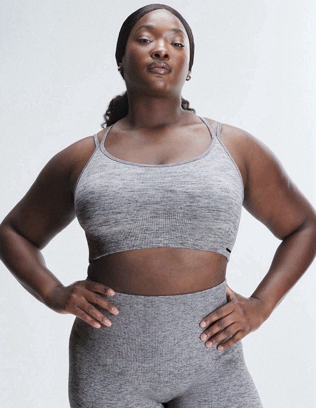 SAVAGE x FENTY Seamless Rib Sport Low Impact Bra — Heather Grey — Womens 2X gallery