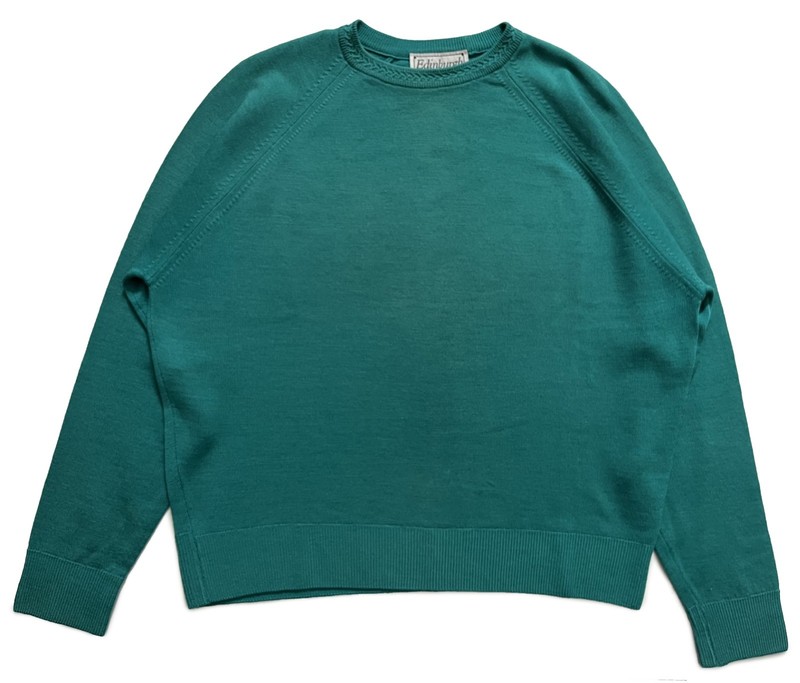 EDINBURGH Britain Merino Wool Crewneck Sweater • Teal Blue • Large gallery