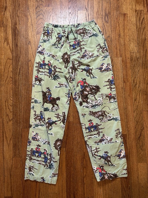 Nick & Nora Pajama Pants Western Cowboy Rodeo Horse Small Mens Kurt Cobain