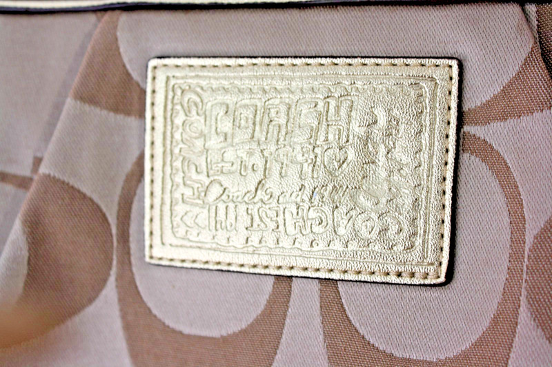 Coach Poppy Daisy Signature Tote Shoulder Bag Purse F20026 Gold READ gallery