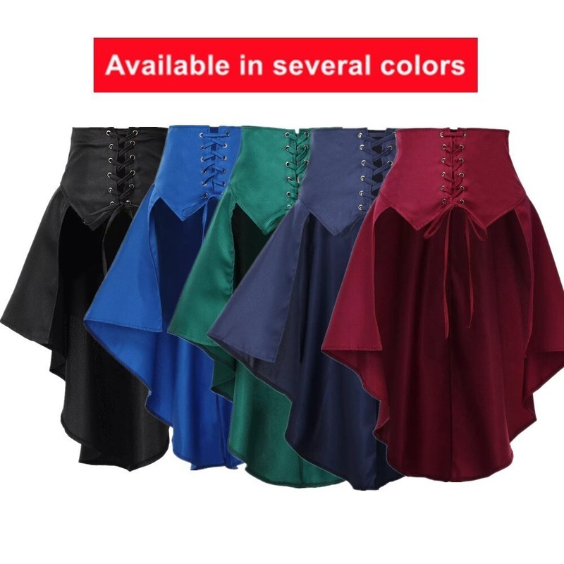 Womens Gothic Skirt Steampunk Ruffles Skirt Pirate Skirt Corset Waist Half Skirt gallery