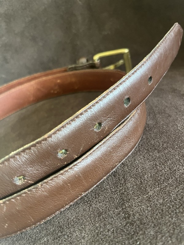 COACH Men's Brown Leather Belt Brass Buckle 5950 Size 42” 105cm gallery