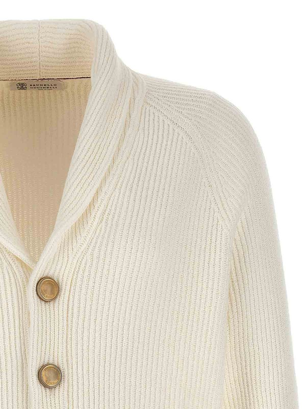 BRUNELLO CUCINELLI MEN'S IVORY SHAWL COLLAR KNIT CARDIGAN MSRP $2285 gallery