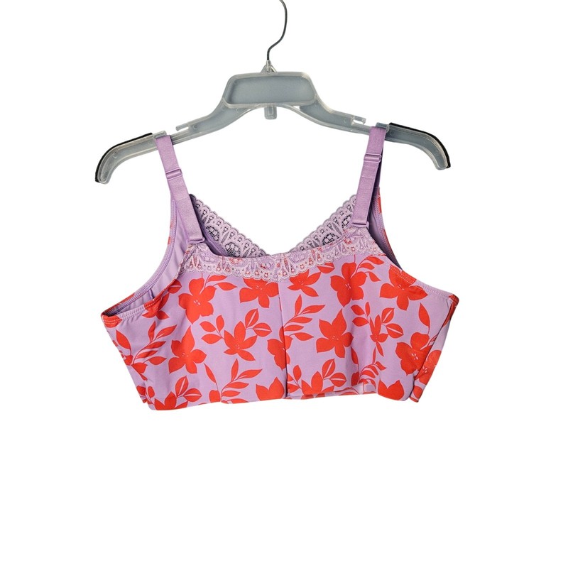 Ruby Ribbon Demiette Pink Purple Floral Print Size 42 Bra Wireless gallery