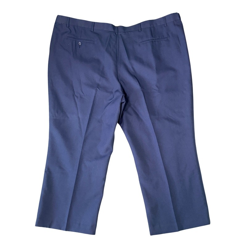 Haband Fit-Forever Mens Navy Blue Plaid Flannel Lined Pleated Pants 52S 52x27.5 gallery