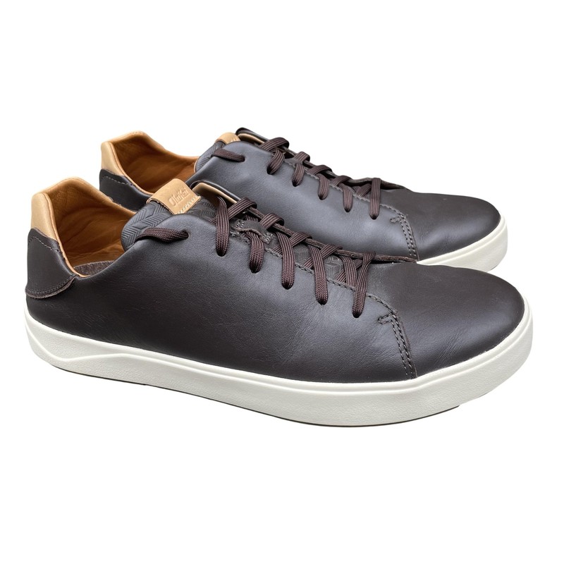 OluKai Lae’ahi Li ‘Ili Shoes Mens 11 Dark Java Leather Casual Comfort Sneaker