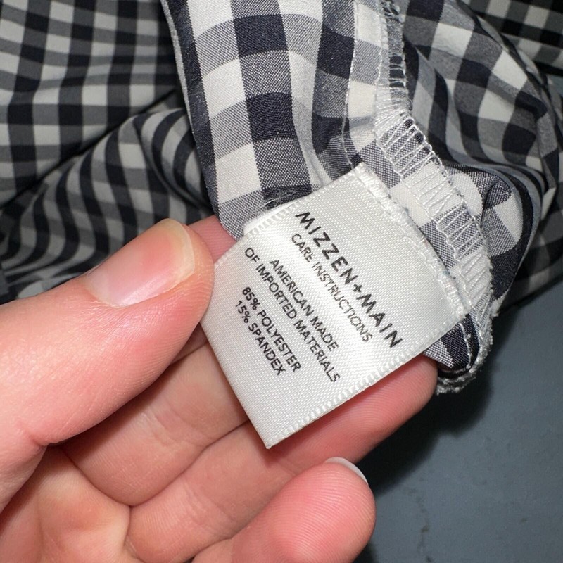 Mizzen Main Shirt Men L Black Button Performance Trim Fit Gingham Check USA gallery
