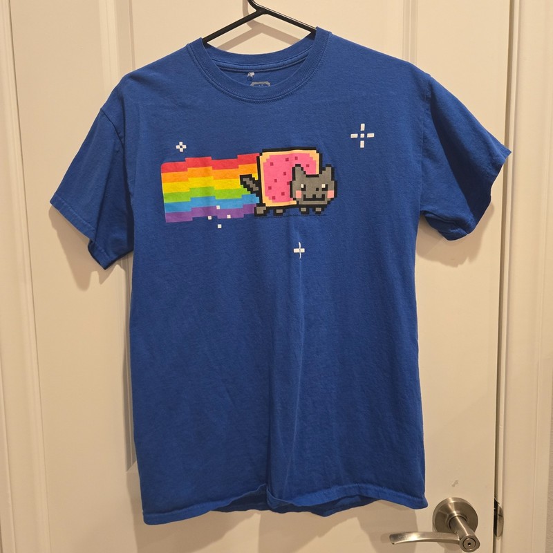 VINTAGE Nyan Cat Ripple Junction Shirt, Blue, Size Unisex Medium