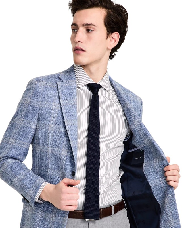 Tommy Hilfiger Mens Modern fit Sport Coat Blazer 42 R Light Blue Plaid gallery