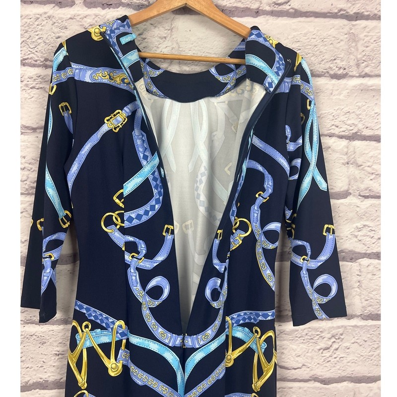 J. McLaughlin Women's S Catalina Cloth Equestrian Preppy Old Money Shift Dress gallery