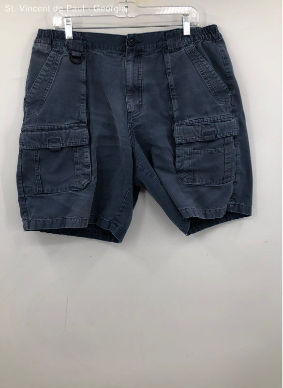 Columbia Blue 100% Cotton Duck Canvas Fatigue Cargo Fishing Shorts Good – Size L