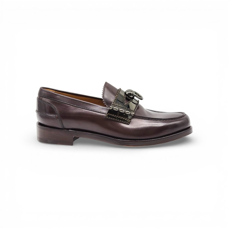 Christian Louboutin Leather Loafers with Metal Ornament Brown EU 41 US 8 – NWB