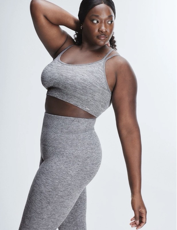 SAVAGE x FENTY Seamless Rib Sport Low Impact Bra — Heather Grey — Womens 2X gallery