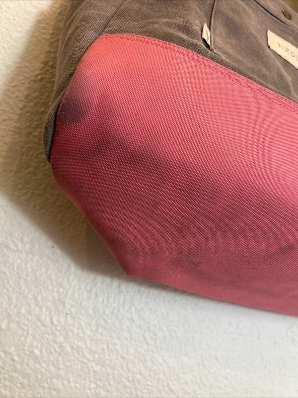 BIRDLING Medium Canvas Tote Bag Gray Pink Shoulder Interior Pouch 14x11x7 gallery