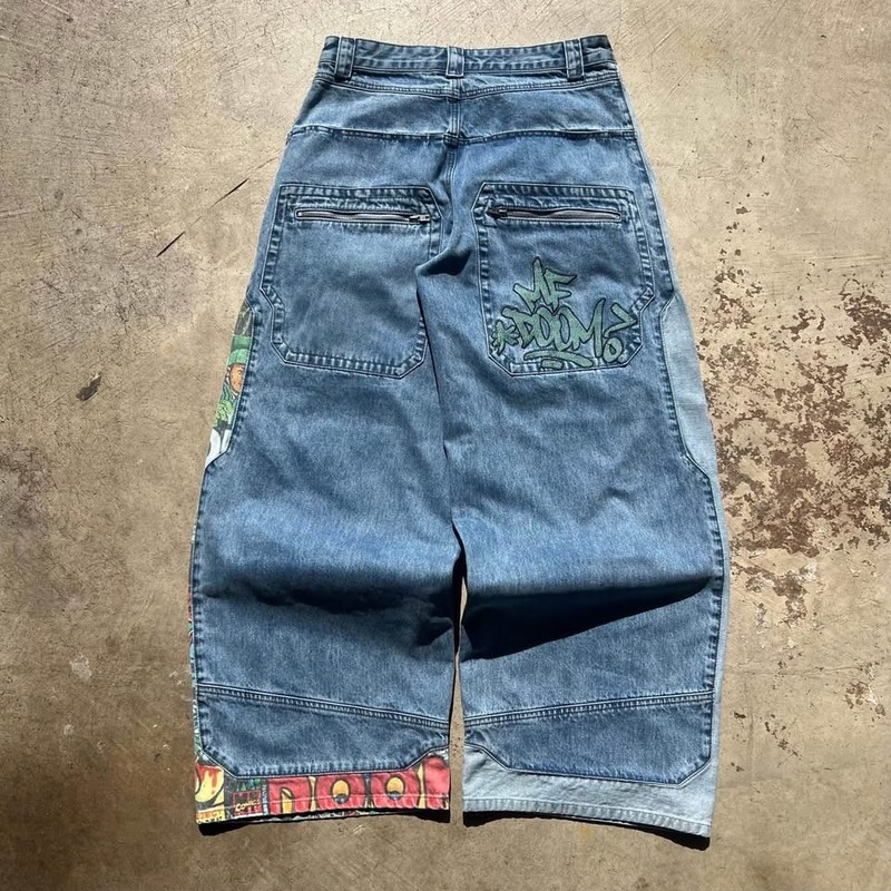 Swindler MF DOOM Jeans 36 x 30 JNCO Style Baggy Skater Embroidered Wide Denim