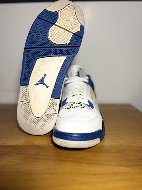 Jordan Air Jordan 4 Men's Mid Top Lace Up Basketball Sneakers White/Blue/Black gallery