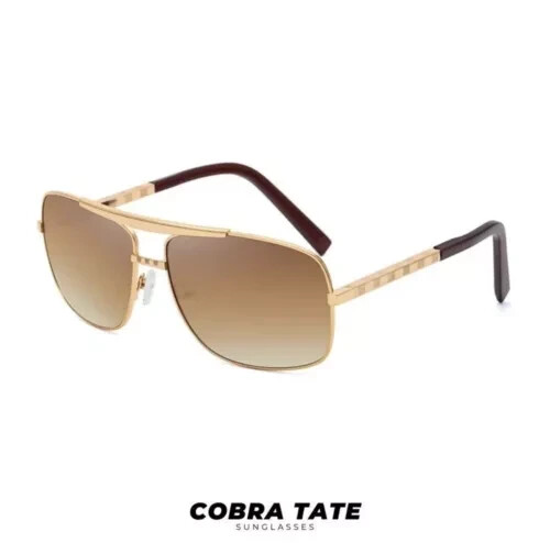 Brand New ~ Andrew Tate Metal Gold Frame ~ Gradient Brown Sunglasses Top Quality