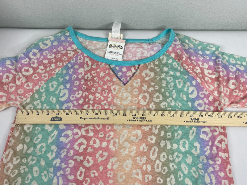 Bibi Women XL Rainbow Leopard Print Top T Shirt Multi Color Casual NWT gallery