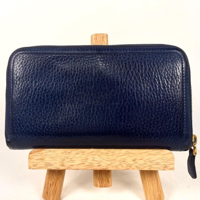 Prada Long Wallet Round Zipper Genuine Leather Logo Plate Saffiano Leather Excel gallery