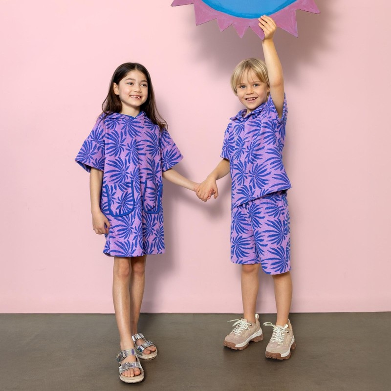 Pile Sweatshirt Dress with Palm Tree Print (116-152cm) gallery