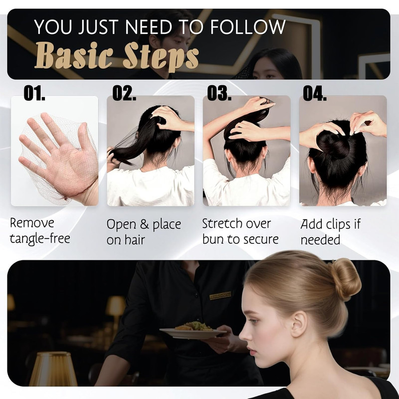 Hair Net 100 Pcs, 22 Inches Hair Nets Elasticity Invisible Elastic Mesh for Se gallery