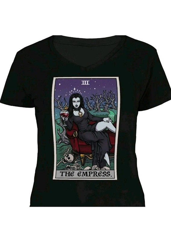 The Empress Tarot Card Shirt Women V Neck Female Vampire Goth Halloween TShirt