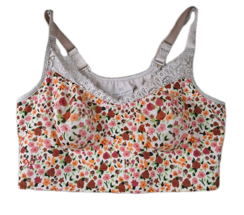Ruby Ribbon Heritage Lace Floral Demiette Size 36 Stretch adjustable Comfort