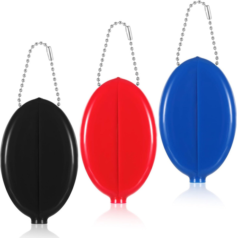 3 Pcs Oval Squeeze Coin Purse, 2 X 3 Inches Oval Coin Purse Portable Rubber Coin
