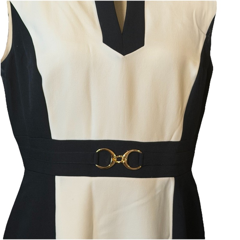 Chelsea Rose Colorblock Sheath Dress Sleeveless Zip Sz 10 Goldtone Accent EUC gallery