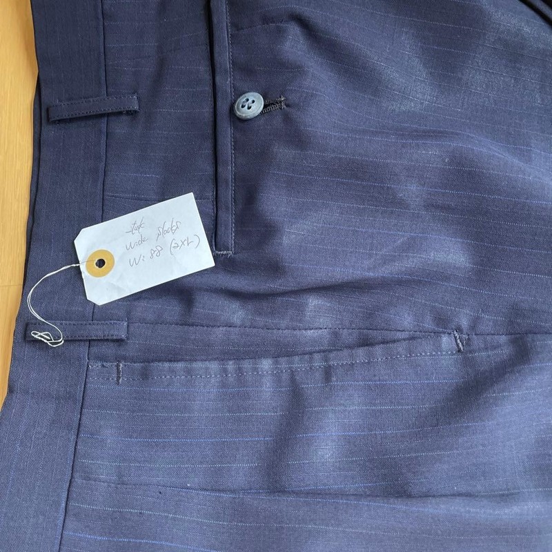 Vintage Navy Wide Slacks 2XL Striped Pants 00s 90s 80s 70s Retro gallery