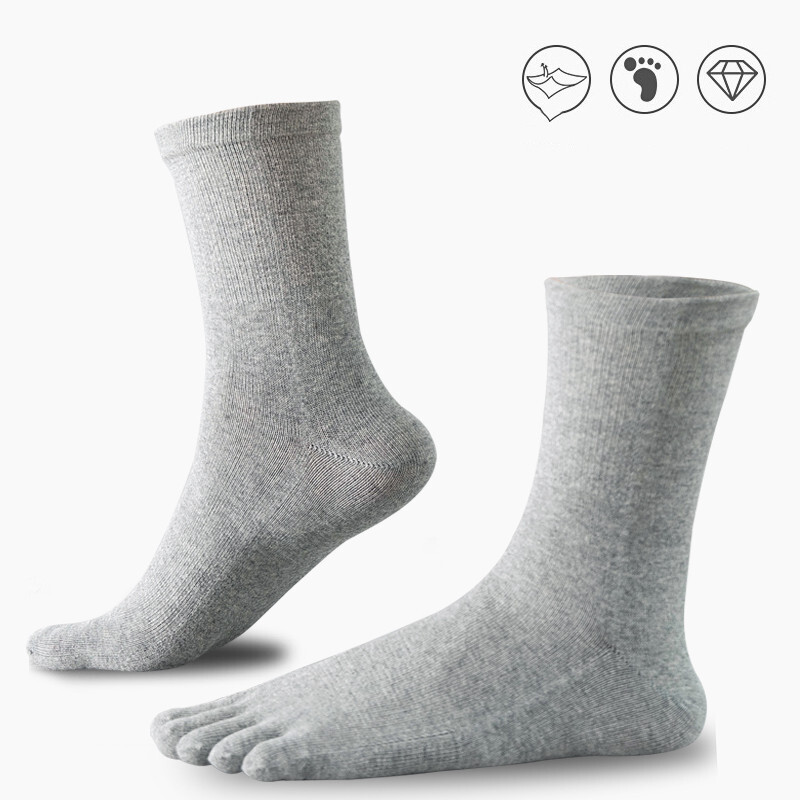 5Pack 100% Cotton Five Finger Toe Crew Ankle Solid Athletic Sport Men Socks 7-11 gallery