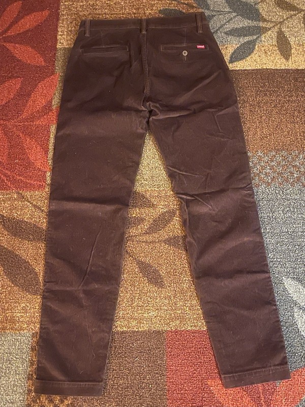 Levi's XX Chino Brown Corduroy Tapered Slim Fit Pants Men's 30W Pockets gallery