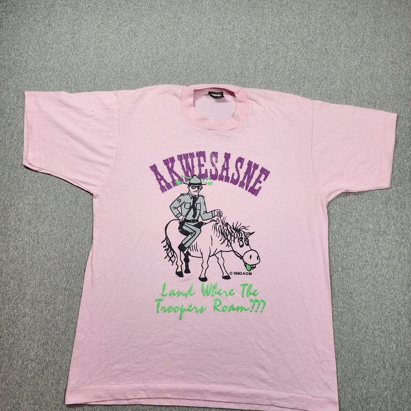 Screen Stars Best T-Shirt Unisex L Pink RARE 1990 Akwesasne Troopers Vintage 90s