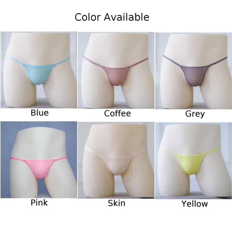 Sexy Mens T-Back G-string Thong Bikini Underwear Sheer Pouch Ice Silk Thongs gallery