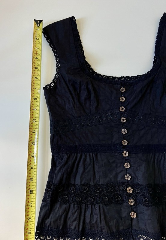 Nanette Lepore Karma Corset Top 0 Black Lace Crochet Flower Button Rare NWT $265 gallery