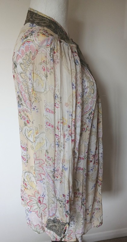 Monsoon long length sheer floral blouse brocade detail on neckline & cuffs 18 gallery