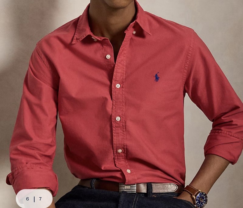 Polo Ralph Lauren Garment-Dyed Oxford Slim Fit Button-Down Shirt Orange M