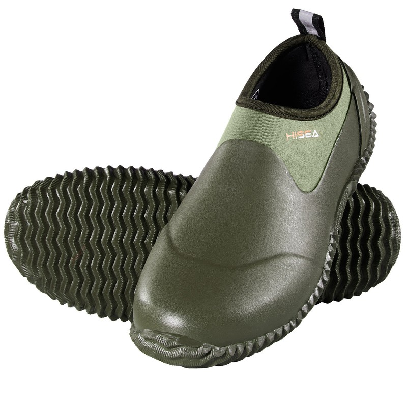 HISEA Unisex Garden Shoes Waterproof Anti-Slip Ankle Rubber Rain Boot Farm Yard
