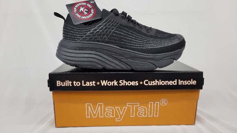 Slip Resistant Shoes Wide Work Women’s Mesh Black Comfort Cushion MayTall 2600W