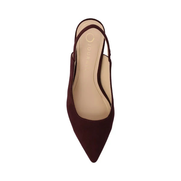 Journee Paulina Women Oxblood Vegan Suede Slingback Pumps Size 8M New gallery